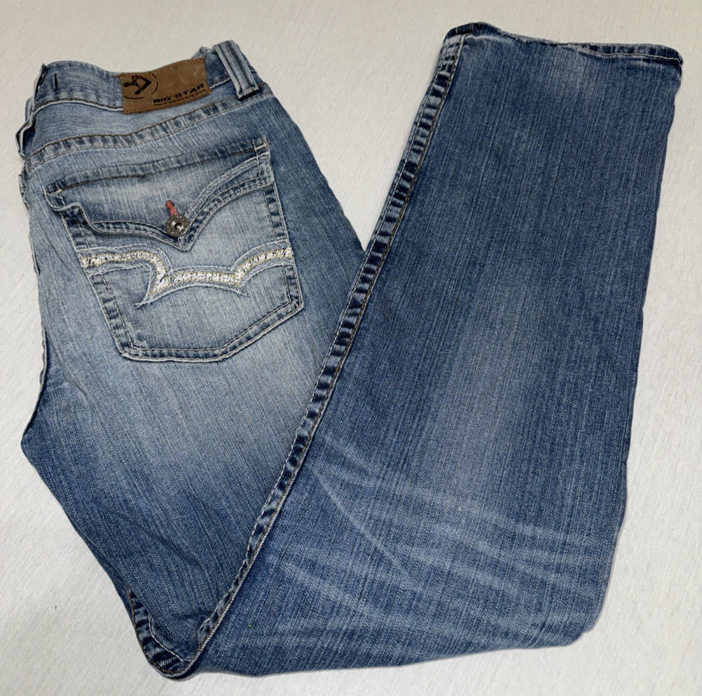 Big Star UNION Regular Straight Leg Denim Blue Jeans 36x34 Men's Sz 36L EUC